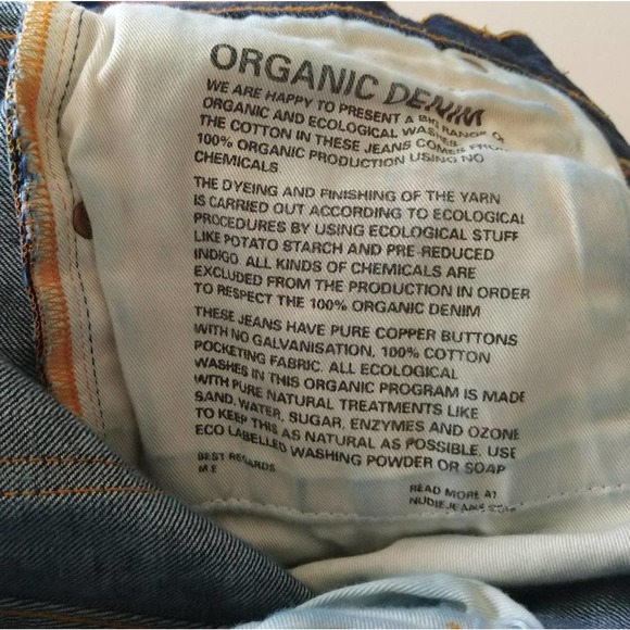 Nudie Jeans Co Men's Organic Cotton Button Fly Jeans Dark Wash Denim 28x34 - Picture 9 of 12